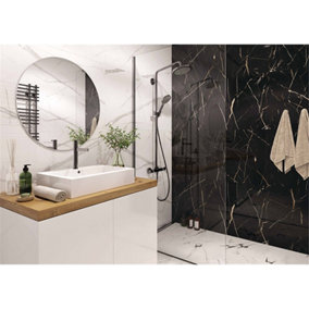 Shower & Bathroom Composite (SPC) Vilo Wall Tile Panel - Large Tile Calacatta White 1200mm X 600mm (pack of 4)