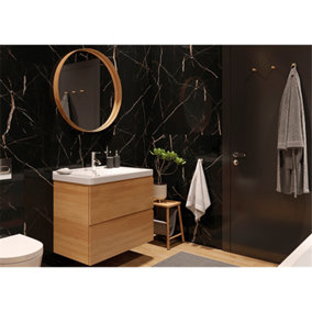 Shower & Bathroom (SPC) Vilo Wall Tile Panel - Large Tile Calacatta Black 1200mm X 600mm (pack of 4)