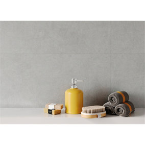 Shower & Bathroom (SPC) Vilo Wall Tile Panel - Large Tile Concrete Light Vilo 1200mm X 600mm (pack of 4)