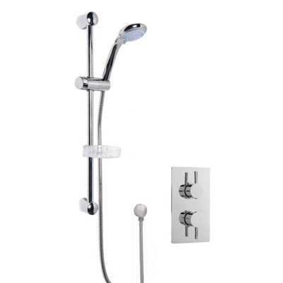 Shower Bundle Concealed Round Twin Valve & Slide Rail Shower Kit - Chrome - Balterley Price Comparisons | Compare The Build