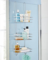 Shower Caddy - 3 Tier Over Door Shower Storage Organiser, Silver Rust-Proof Nano-Coated Bathroom Accessories