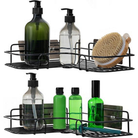 Shower Caddy - Bathroom Shelf Organizer - Shower Storage & Organiser for Soap & Shower Gel - 2 Tier Bathroom Storage Black