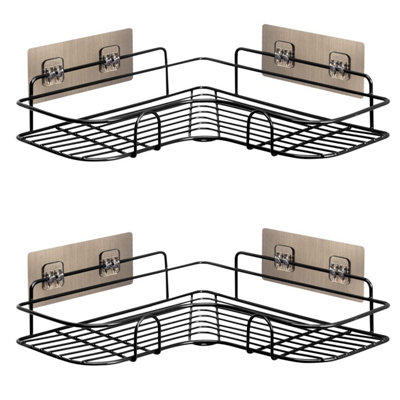 Shower Caddy - Bathroom Shelf Organizer - Shower Storage & Organiser for Soap & Shower Gel - 2 Tier Bathroom Storage Black - 3