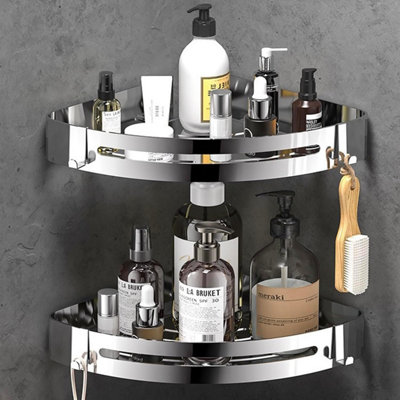 Shower caddy corner, drill free shower rack, adhesive wall mounted ...