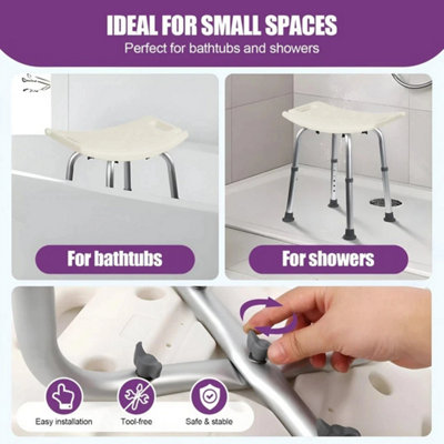 Shower Chair Height Adjustable Stool Seat Padded Bath Tub Shower Seat WaterProof
