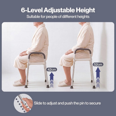 Shower Chair With Detachable Armrest Bathroom Stool For Pregnant Women/Elder