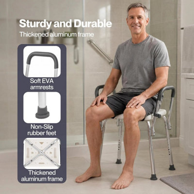 Shower Chair With Detachable Armrest Bathroom Stool For Pregnant Women/Elder