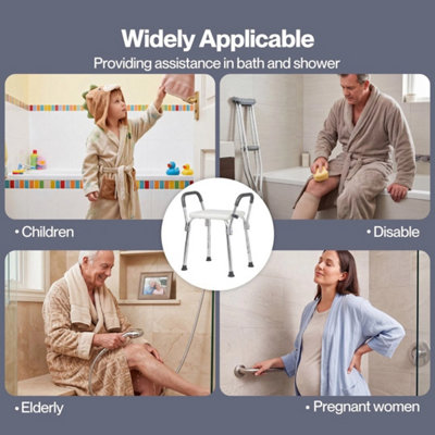 Shower Chair With Detachable Armrest Bathroom Stool For Pregnant Women/Elder
