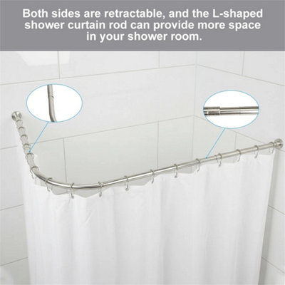 Shower Curtain Rail L Shape Stainless Steel Shower Rail Adjustable ...