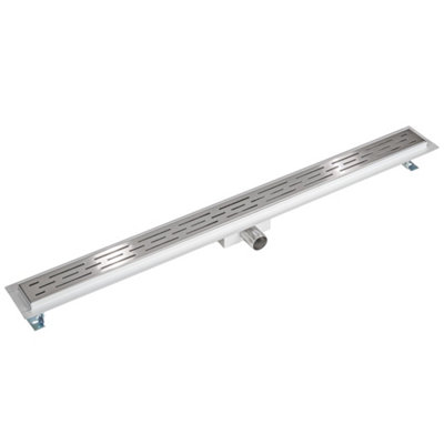 Shower Drain - linear shape, stainless steel, odour stop and hair strainer 100 cm - grey