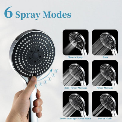 Shower Head, 6 Modes Handheld Shower Head Large Powerful Boosting ...