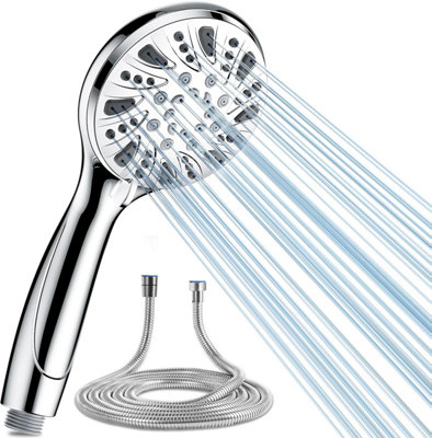 Shower Head and Hose 1.5m, Powerful Chrome Finish Shower Head with 5 ...