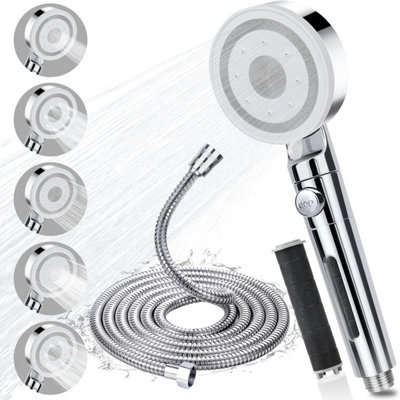 Shower Head and Hose 2M, High Pressure Shower Head Filter with 5 Modes, Universal Shower Head with Pause Switch