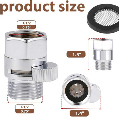 Shower Head Flow Restrictor Control Valve Shut Off for Hand Shower Bidet 1/2 Chrome - 3