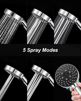 Shower Head, High Pressure Shower Head with 5 Spray Modes, Turbocharged ...