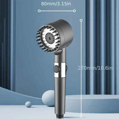 Shower head, high pressure water saving filter, 3 modes massage spray