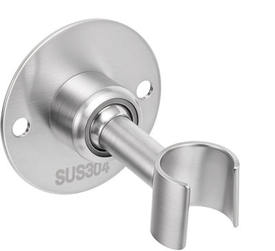 Stainless Steel Shower Head Holder – 360° Adjustable Wall Mount Bracket, Brushed SUS 304, Fits 0.83"-0.91" Shower Hose (Silver)