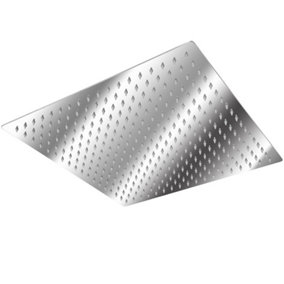 Shower head square, stainless steel  -  silver