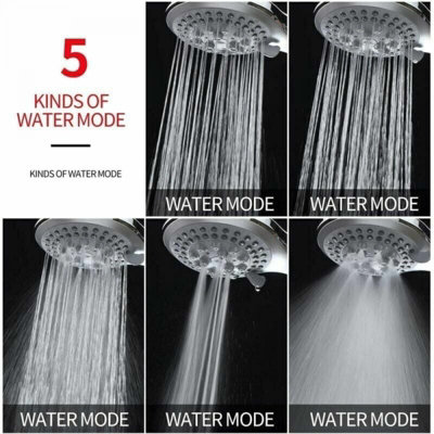 Shower Head with 1.5m Hose 5 Universal Modes Chrome High Pressure Hand ...