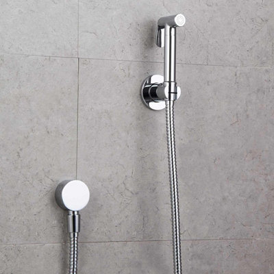 Shower Hose Outlet Elbow Round Concealed Fitting Chrome Wall Mounted Brass - 3