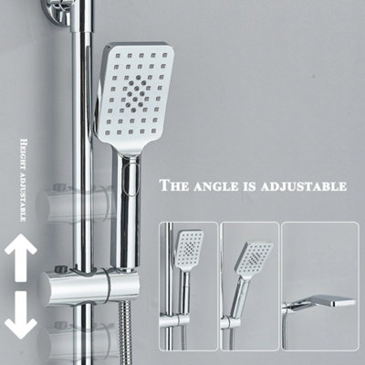 Shower Kit Twin Head 2 Mixer Shower Heads Rail Hose Riser Square ...