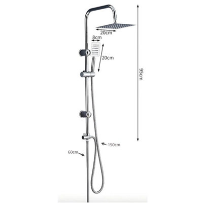 Shower Kit Twin Head 2 Mixer Shower Heads Rail Hose Riser Square ...