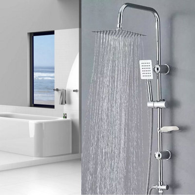 Shower Kit Twin Head 2 Mixer Shower Heads Rail Hose Riser Square ...