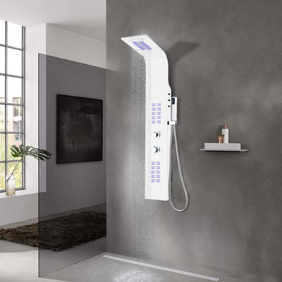 Shower Panel Unit Aluminium 20x44x130 cm White