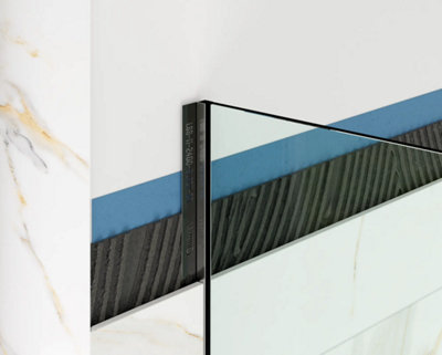 Shower profile glass fixing in Gloss Black stainless steel