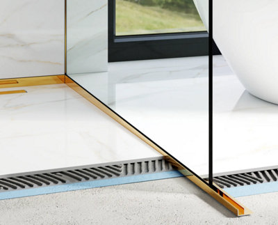 Shower profile glass fixing in Gloss Gold stainless steel