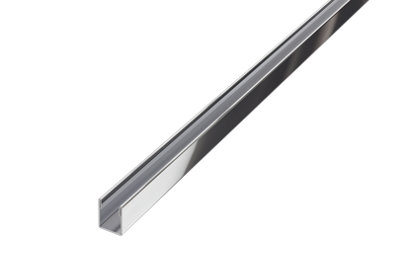 Shower profile glass fixing in Gloss Silver stainless steel