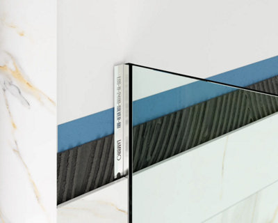 Shower profile glass fixing in Gloss Silver stainless steel