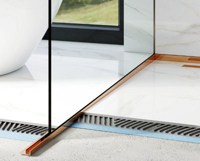 Shower profile glass fixing in Satin Copper stainless steel