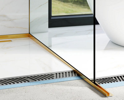 Shower profile glass fixing in Satin Gold stainless steel