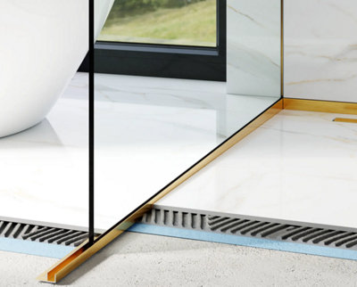 Shower profile glass fixing in Satin Gold stainless steel