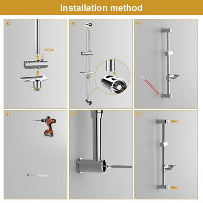 Shower Riser Kit, Shower Slide Bar with Shower Head 170CM Shower Hose ...
