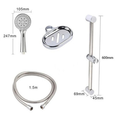 Shower Riser Kit With Soap Bar Holder Hose Head Set