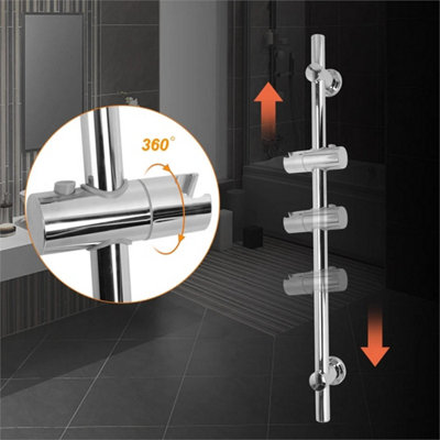 Shower Riser Rail Kit Adjustable Chrome Head Holder Bracket Bathroom ...