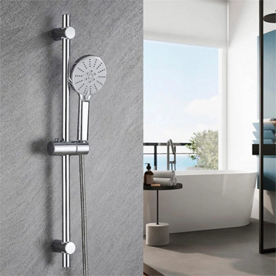 Shower Riser Rail Kit Adjustable Chrome Head Holder Bracket Bathroom ...
