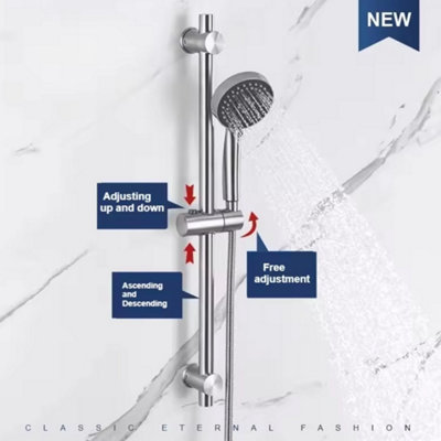 Shower Riser Rail Kit Adjustable Slider with Soap Bar Holder