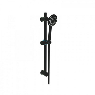 Shower Round Slide Rail Kit Matt Black (Sea) Includes Shower Head