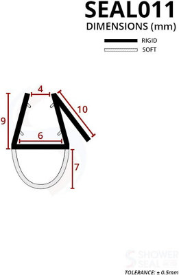 Tapered Shower Seal For Screens, Doors Or Panels | Fits 4, 5 Or 6mm