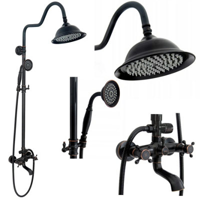 SHOWER SET REA RETRO BLACK, BRASS