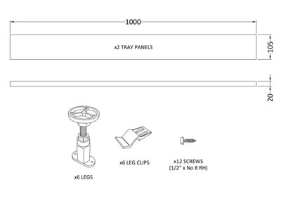 Shower Tray Leg Set & Plinth Kit - White - 1000mm Panel - Balterley - 5