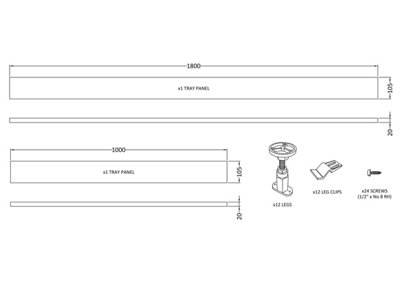 Shower Tray Leg Set & Plinth Kit - White - 1800mm & 1000mm Panel - Balterley - 5