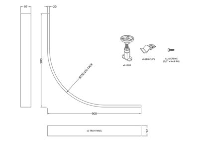 Shower Tray Leg Set & Plinth Kit - White - 900mm Panel - Balterley - 5