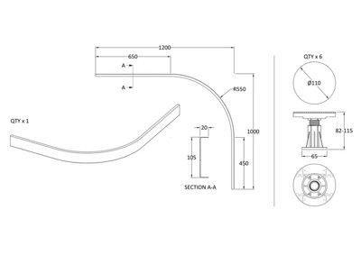Shower Tray Leg Set - Slate Grey - For 700mm-900mm Quadrant Resin Trays - Balterley