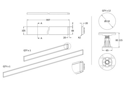 Shower Tray Leg Set - White - For 1300mm-1800mm Rectangular & Walk In Resin Trays - Balterley
