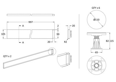 Shower Tray Leg Set - White - For 700mm-900mm Square & Rectangular Resin Trays - Balterley