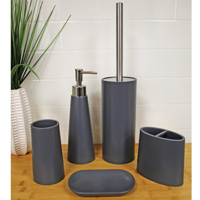 Showerdrape Alto Grey 5 Piece Bathroom Accessory Set Price Comparisons | Compare The Build